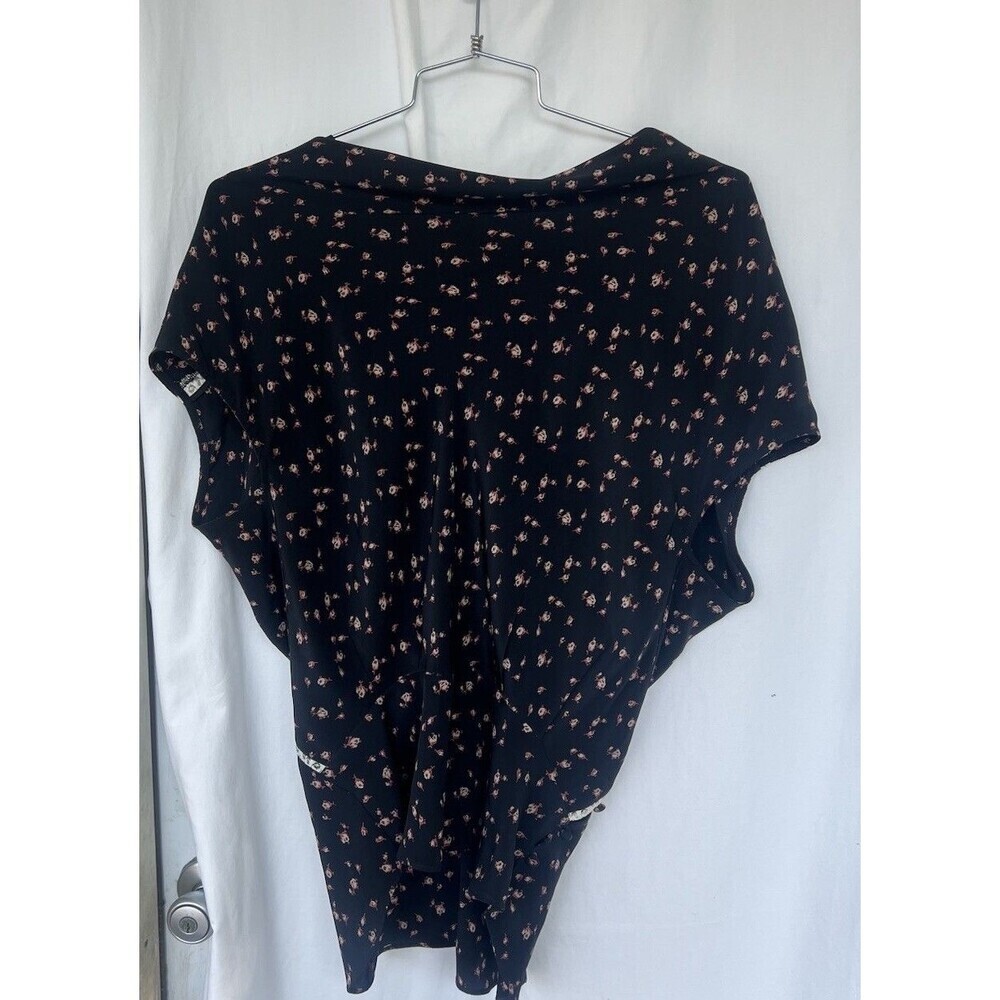 Rachel Comey Floral Silk Blouse Cowl Neck Top Lace Trim Small Cottage Prairie